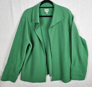 VTG Chico's Womens Sz 3 (XL) Boiled Wool Open Cardigan Kelly Green Warm Classic - Picture 1 of 8