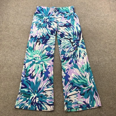 Pantalones Lilly Pulitzer Mujer Pequeños Azul Verde Púrpura Floral Pierna Ancha Palazzo Foto 1 de 4