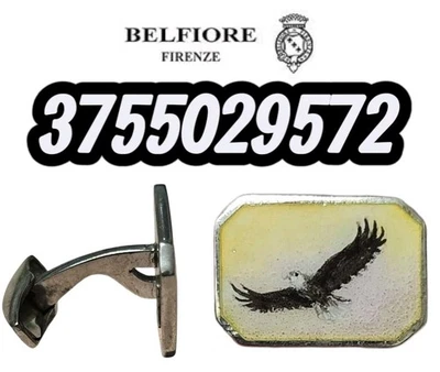 GEMELLI BELFIORE Argento 925 Idea Regalo Uomo Aquila Smalto  - Immagine 1 di 4