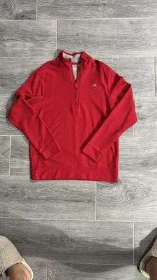 Vineyard Vines 1/4 Zip Boys Large pullover Red Solid Long Sleeve Pima Cotton - Image 1 of 4