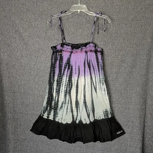 Billabong Dress Women Mini Dress Top Medium Tie Dye Festival Purple Boho Lace - Picture 1 of 11