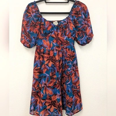 Vibrant Colorful Floral Knee Length Dress sz XS Sweetheart Garden Wedding Guest - Image 1 of 4