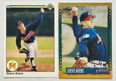 STEVE AVERY 1990 Upper Deck (RC) #65 + #185 1995 Score Gold Rush-ATL Braves MR+ - Image 1 of 2