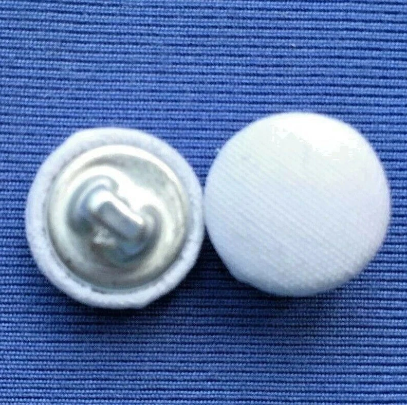 20 Fabric Covered Button Satin Matte Finish Metal Shank 13mm 1/2" White     B2 - Image 1 of 2