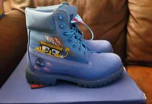 Timberland Premium Waterproof Boots Spongebob Square Pants Blue Nubuc US Men 7.5 - Picture 1 of 20