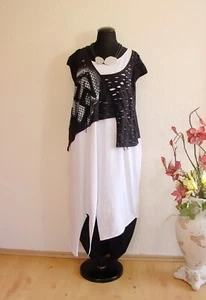 H-4° " 2 in 1" Shirt Zipfel Kleid Überwurf Cut Taschen Baumwolle ~ Weiß ~ - Bild 1 von 4