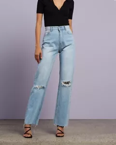 Dazie Size 16 Harley Wide Leg Ripped Denim Jeans Light Wash Women NEW $119 - Bild 1 von 16