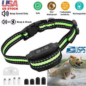 Waterproof Anti Barking Collar Dog Shock Training Collar No Bark Rechargeable US - Picture 1 of 7