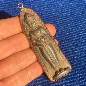 Antiker Bronze Antik Buddha Selten Amulett - Bild 1 von 6