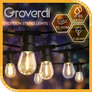 Groverdi 20M-100M Festoon Lights LED String Light Christmas Wedding Waterproof - Picture 1 of 110