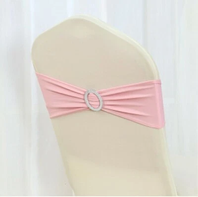 Rosa Pálido Spandex Silla Bandas Fajas Silla Corbata Arco Cinta Boda Cumpleaños Decoración Foto 1 de 4