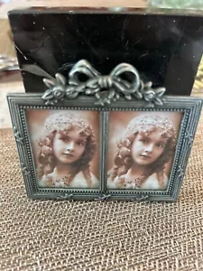 Vintage Double Shaped Floral and ribbon Picture Frame. 3 1/2 x 3 in - Picture 1 of 11