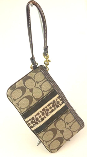 COACH BRACCIALE ALLENATORE MARRONE CHIARO CORPO JACQUARD BELLA FINITURA AL CENTRO CON ETICHETTA DA APPENDERE BELLO