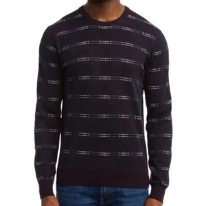 NEW NWT PERRY ELLIS Mens Navy Blue Burgundy Plaid Cotton Wool Sweater 2XLT TALL - Picture 1 of 12