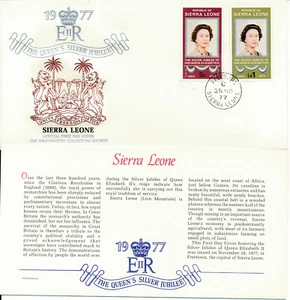 QUEEN'S SILVER JUBILEE EVENT COVER W/ INFO CARD SIERRA LEONE  #35 - Picture 1 of 1