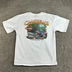Vintage Harley Davidson Hemd Herren Large weiß Campbells Marion Illinois Biker - Bild 1 von 14