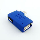 Left Angle Micro USB 5Pin 2.0 OTG Host Adapter w/ USB Power for CellPhone Tablet