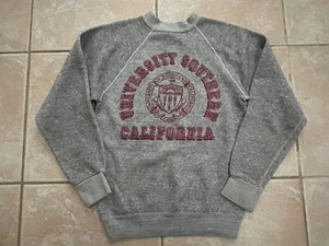 VINTAGE Southern California HEATHER Gray Crewneck Sweatshirt USC Trojans YOUTH M - Picture 1 of 9