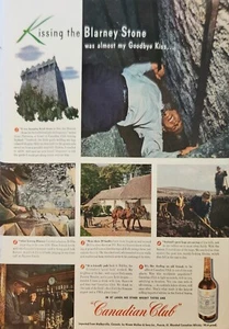 1947 Canadian Club Whiskey Vintage Ad kissing the blarney stone - Bild 1 von 1