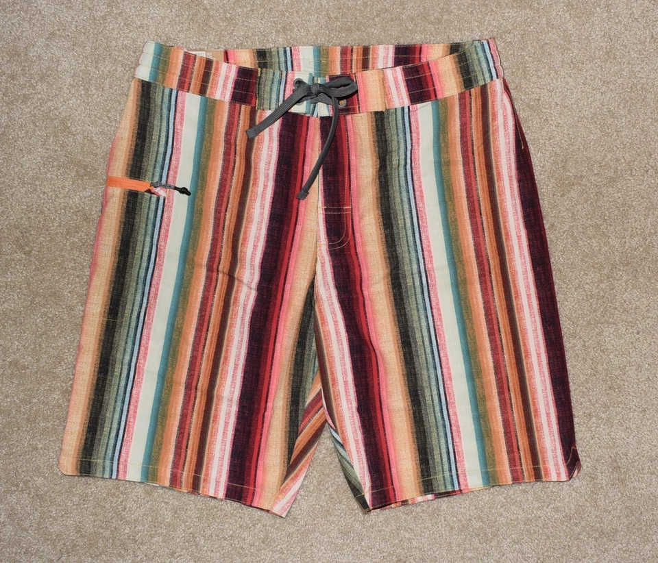 Mens prAna Fenton Board Shorts 32 Baja Stripe Standard Fit Swim Trunks
