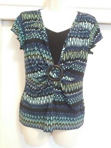 Vol 1 Womens Petite Sleeveless Black Green Blue Top Blouse Shirt Size PL - Picture 1 of 6
