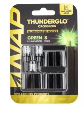 NAP Thunderglo Crossbow Arrow Green Lighted illumination Half Moon Nocks 3 New