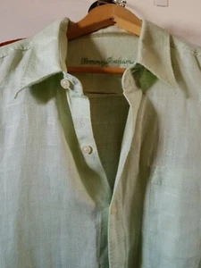 Camisa de bolsillo Tommy Bahama verde claro lino para hombre con botones manga larga talla XL/TG - Imagen 1 de 10