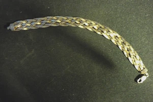 Sterling Silber Armband mit Gold Overlay T RY FARBIG GEDREHT 7" lang - Bild 1 von 2