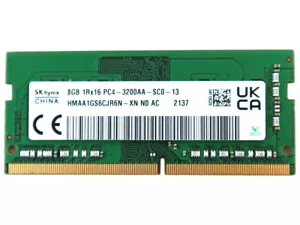 SK HYNIX 8GB 1RX16 DDR4 SODIMM PC4-25600 3200MHZ 260-PIN MEMORY HMAA1GS6CJR6N-XN - Picture 1 of 2