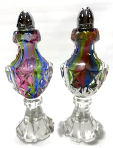 Vintage Murano Stil Kunst Glas Salz & Pfefferstreuer Set Streifen 6,5"x2,5" - Bild 1 von 9