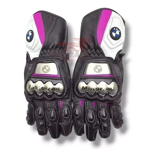BMW Motorrad Style Gloves Black Leather Racing Motorbike Protective Street Gear - Picture 1 of 2