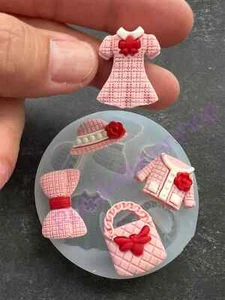 Girls clothes-Dress-hat-bow-coat-purse accessories handmade Silicone mold. - Picture 1 of 9
