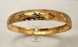 Brazalete de oro amarillo de 14k corte diamante 8,2 mm ancho 12,9 gramos - Imagen 1 de 8