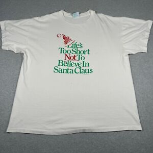 Vintage Christmas Shirt Adult Extra Large White Single Stitch Humor Mens 90s