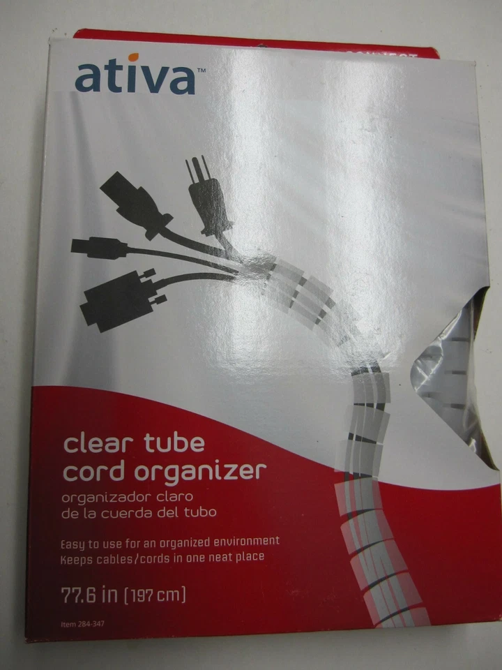 CORD ORGANIZER MANAGEMENT WRAP, ATIVA FLEXIBLE CLEAR - Image 1 of 1