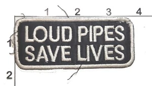 Loud Pipes Save Lives Patch Black White Pre-owned Vintage Motorcycle Embroidered - Picture 1 of 1