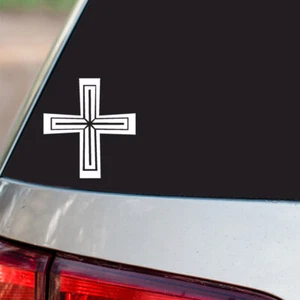 Christian Cross Sticker Jesus Religious S36 all chrome and regular vinyl colors - Picture 1 of 2