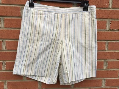 Pantalones Cortos Deportivos Audra Para Mujer Liz Golf Blanco Verde Amarillo Rayas Talla 10 B8 Foto 1 de 2