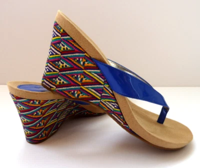 Multicolor Thong Wedges New with Box - Image 1 of 4
