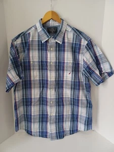 Vintage Nautica Hemd Herren Gr. XL blau kariert Knopfleiste halbarm Freizeit - Bild 1 von 9