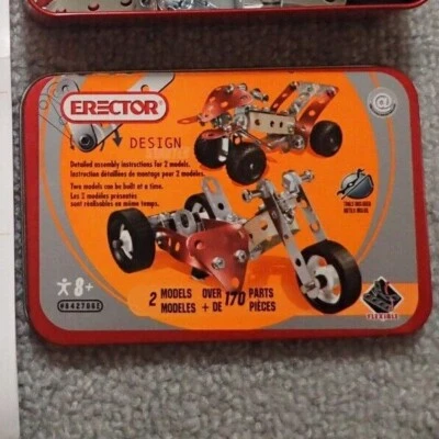 Meccano Erector 2 Model Building Set in Metal Tin Box 842706E - Image 1 of 3