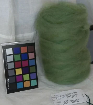 Green Romney wool roving for spinning weaving felting fiber arts kni, crochet - Image 1 of 4