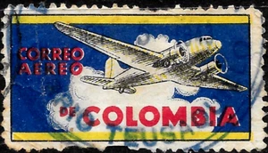 Etichetta postale posta aerea COLOMBIA CD:1943/BARRIO TEUSAQUILLO/🔥Sigillo usato AEREO - Foto 1 di 3