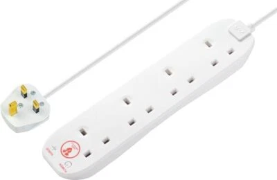 Masterplug 4-Socket Surge Protected Extension Lead with 2m Cable and Wall Mount  - Image 1 of 4