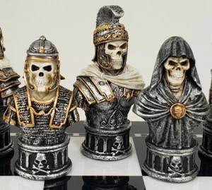 Medieval Times Skull Busts Gothic Fantasy Skeleton Chess Men Set - NO Board - Picture 1 of 7