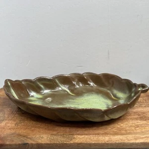 Frankoma Pottery #226 Plainsman Prairie Green 12" hoja cuenco plato excelente - Imagen 1 de 11
