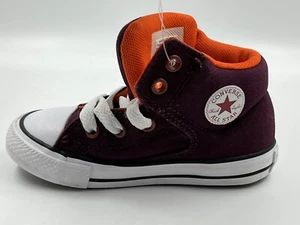 Converse HIGH "Burgundy" con bordo arancione neonato taglia 7 US, EU 23 Chuck Taylor's - Foto 1 di 13
