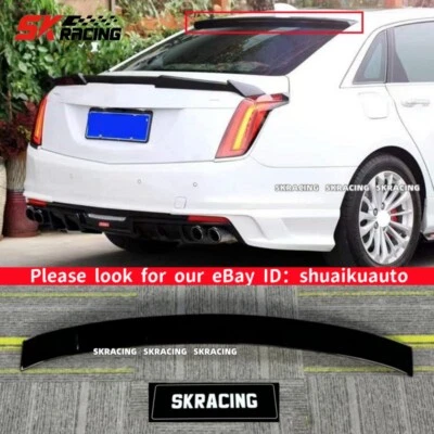 Aba de asa spoiler labial tronco teto preto brilhante FRP ajuste para Cadillac CT6 2016-2018 - Imagem 1 de 4