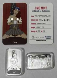 CMG Mint The Fortune Teller 1 Oz .999 Fine Silver Art Bar With COA - Picture 1 of 2