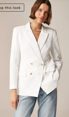 J.Crew $248 Greta Blazer эластичной льняной смеси белый размер 00 BX802 - Изображение 1 из 4